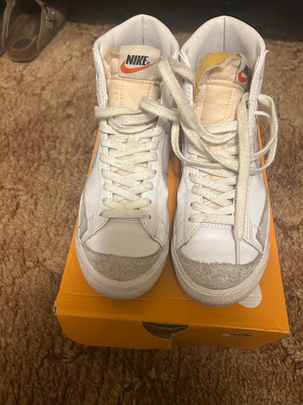 Nike White High Top Blazers with Pink Swoosh